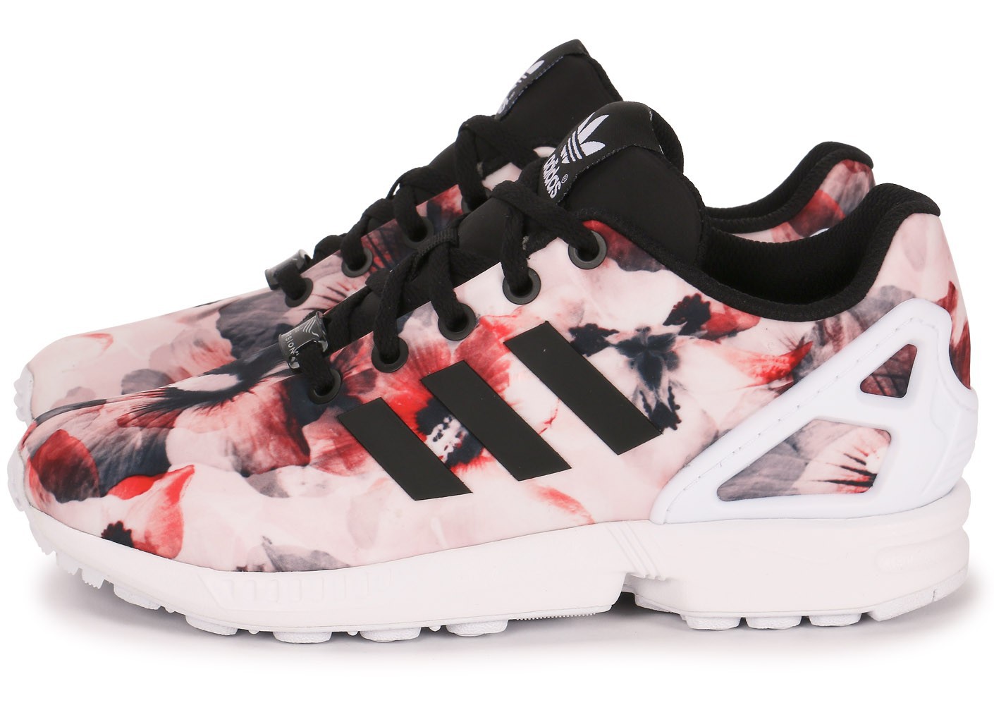 basket adidas zx flux rose motif fleur hibiscus