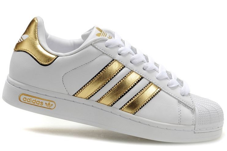 adidas blanche et or