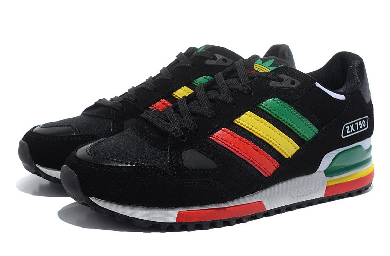 adidas zx 750 trainers black green yellow red